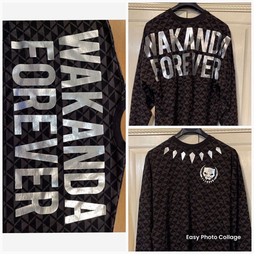 Marvel Shirt Men Large Disney Black Panther Wakanda Forever Spellout Long Sleeve